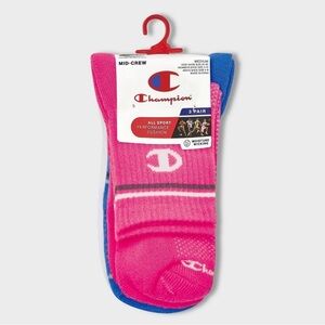 New Champion Kids 3 Socks in Pink Blue and white